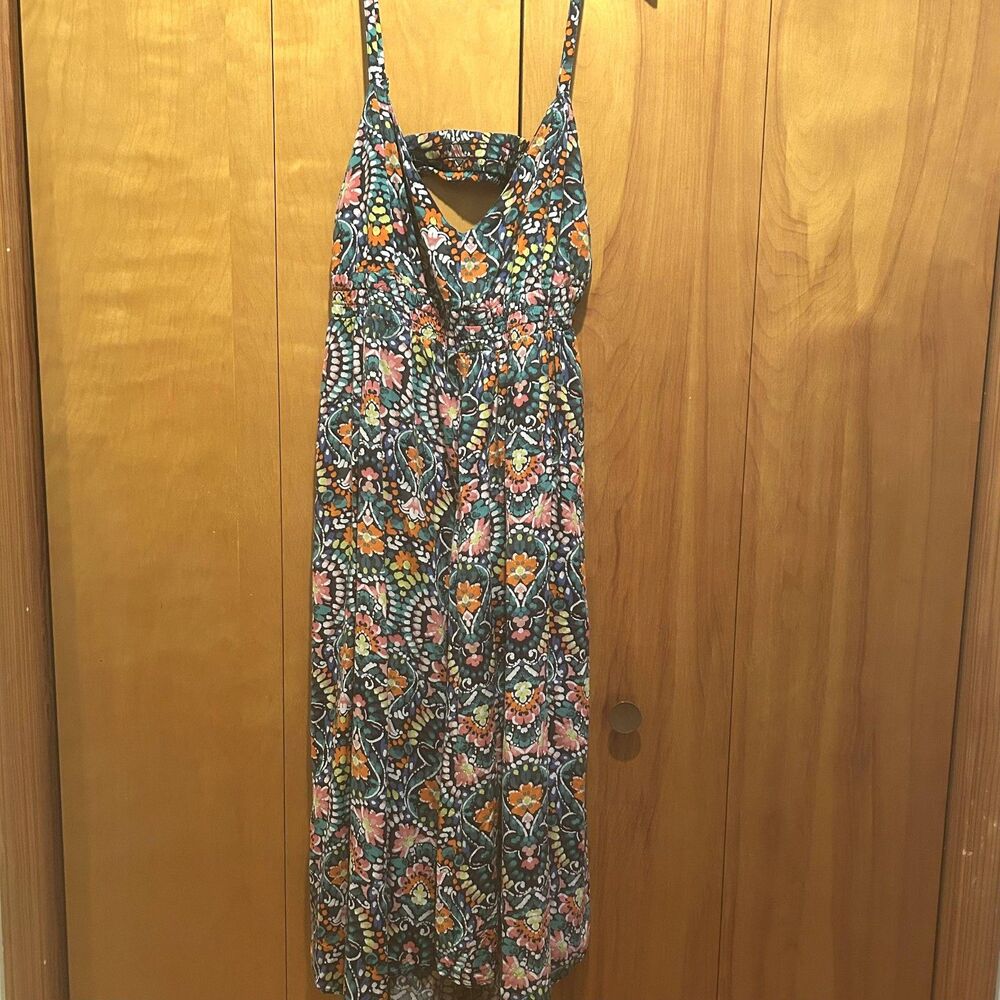 Old Navy XXL Colorful Print Hi Low Dress-Open Back-Babydoll Empire Waist-Summer